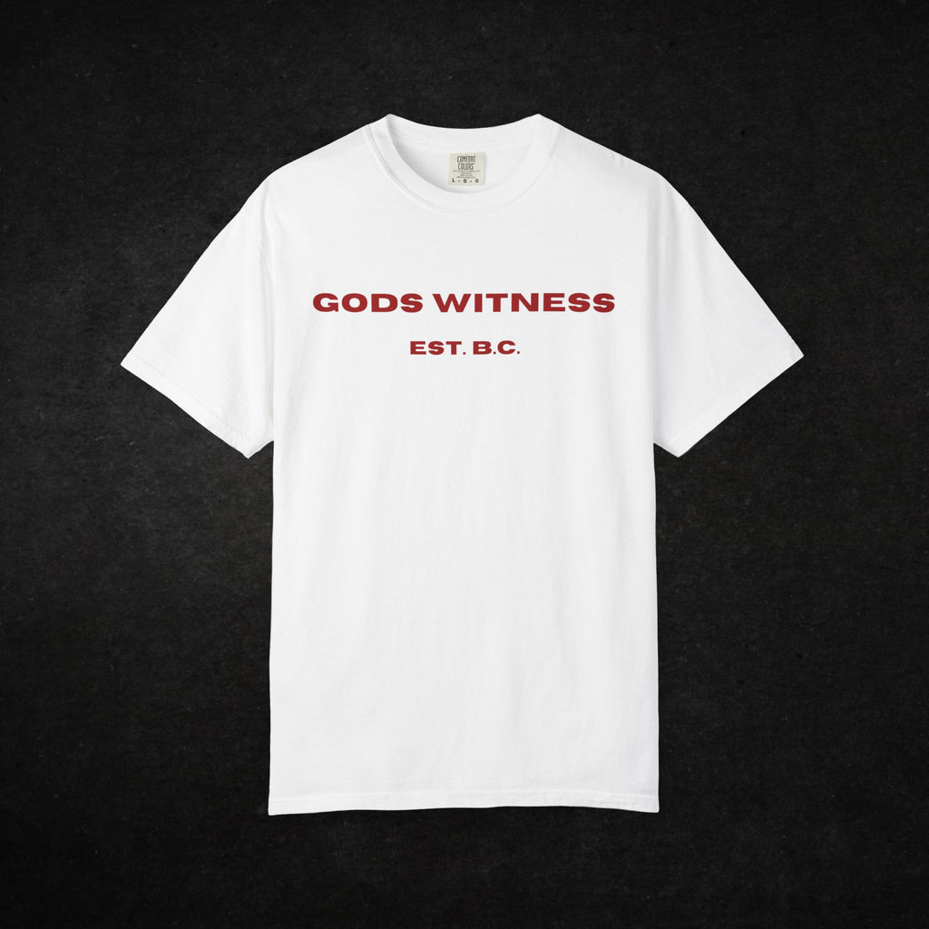 Gods Witness Est. B.C. Short Sleeve Unisex White T-Shirt