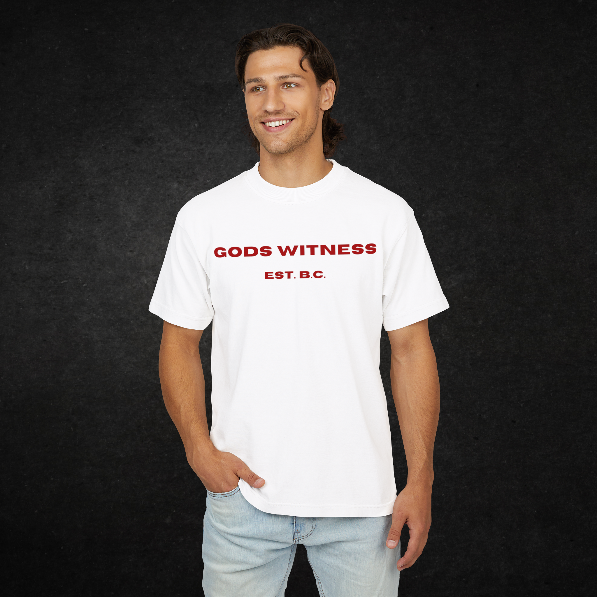 Gods Witness Est. B.C. Short Sleeve Unisex White T-Shirt